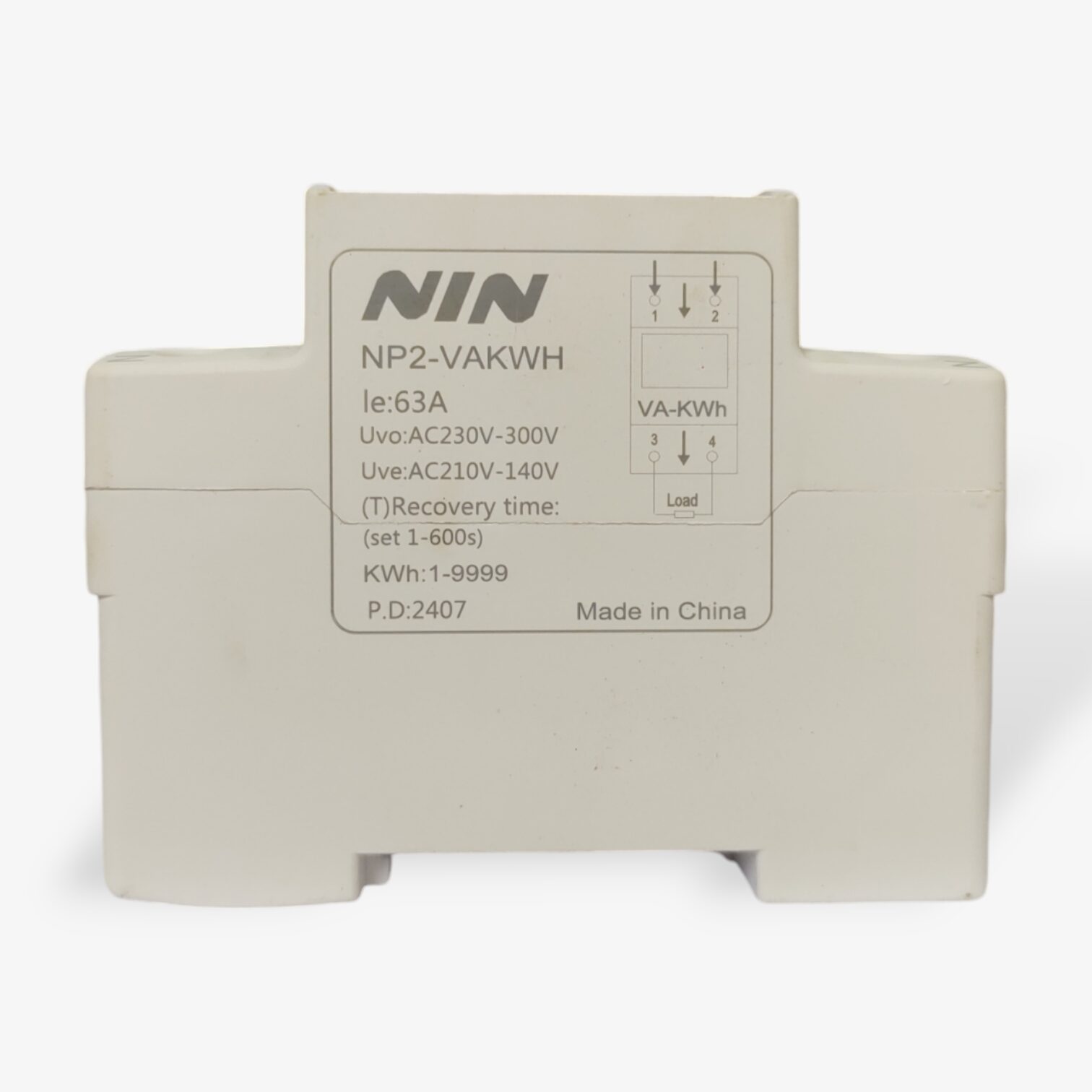 63A NIN Over and Under Voltage Current Protector Relay NP2-VA-KWH - Image 3